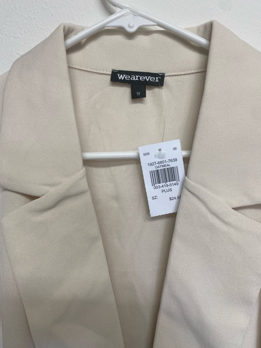 Wearever Oatmeal Plus-Size Tailored Blazer